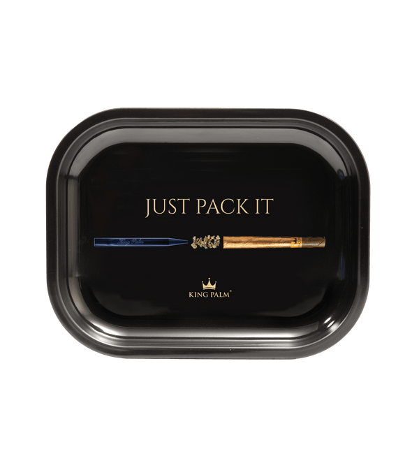 Metal Rolling Tray – Just Pack It Gold Roll – Black – Small (7 x 5.5 inch)
