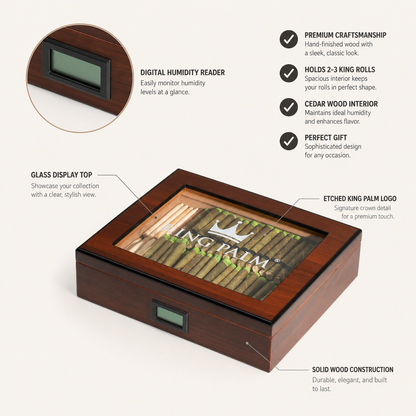 100 Mini Rolls Wooden Humidor - Variety Flavors