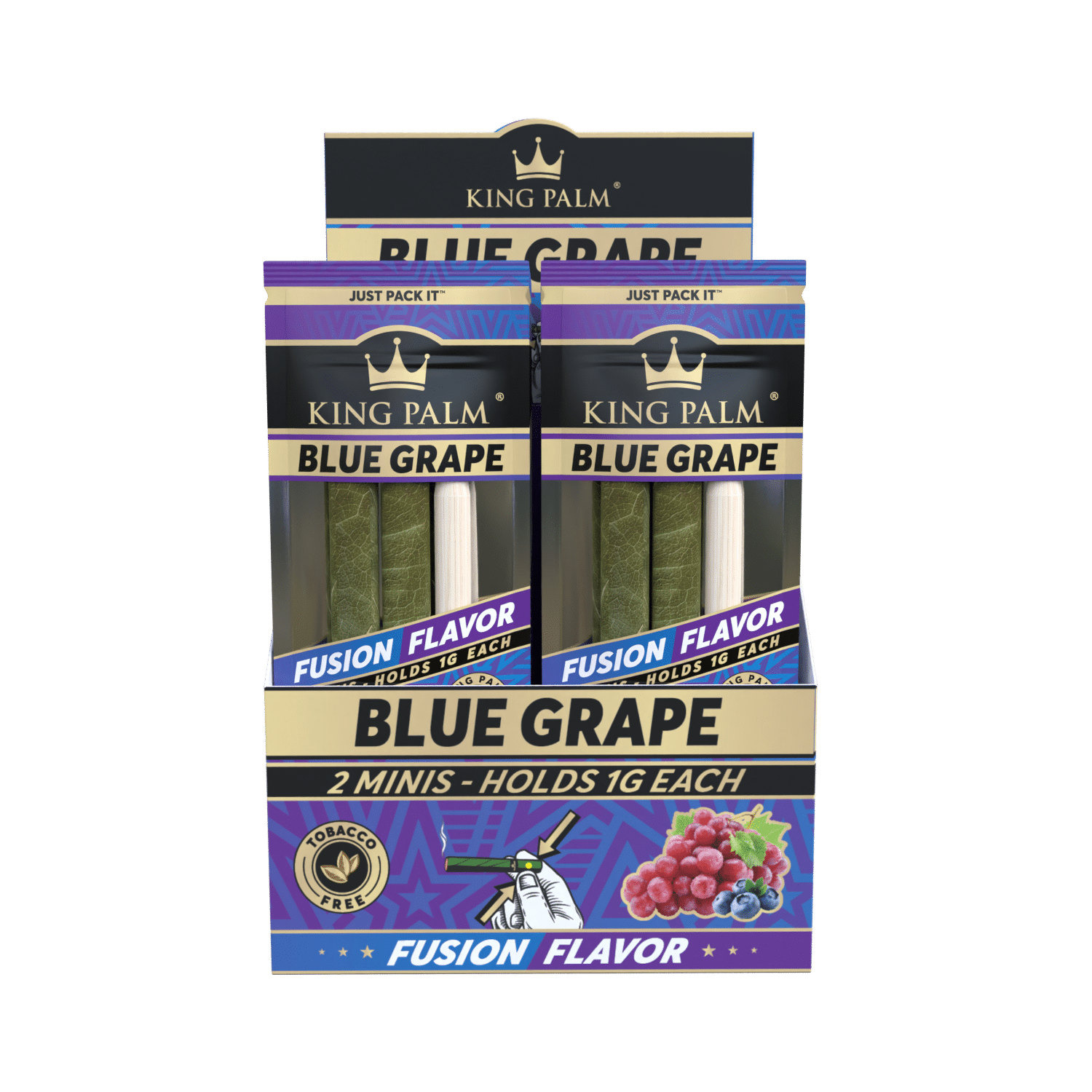2 Mini Rolls - Blue Grape - Display Box - 20 Units Per Display King Palm 2 Mini Rolls - Blue Grape - Display Box - 20 Units Per Display King Palm