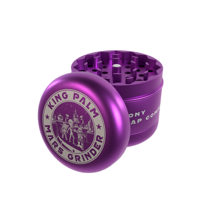 King Palm purple Mars grinder, open