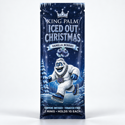 King Palm Iced Out Christmas Vanilla Berries pouch, 2 minis, terpene infused and tobacco free