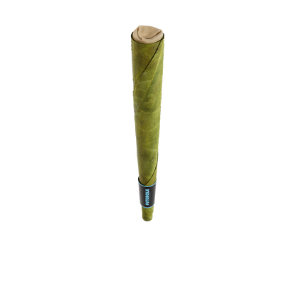 King Palm x Futurola palm leaf blunt cone, angled, showing the paper tip
