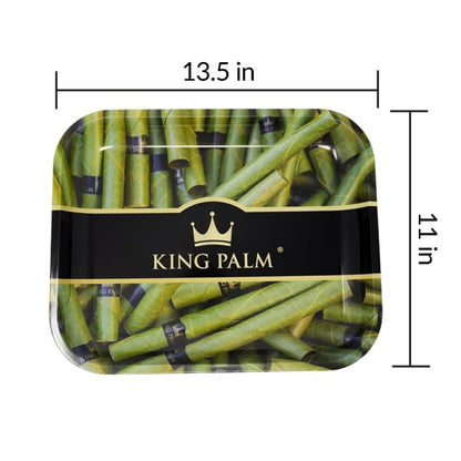 King Palm Metal Rolling Tray - Green - Large (13.5 x 11 Inch)