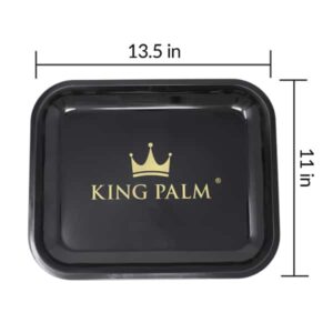 King Palm Metal Rolling Tray - Black - Large (13.5 x 11 Inch)