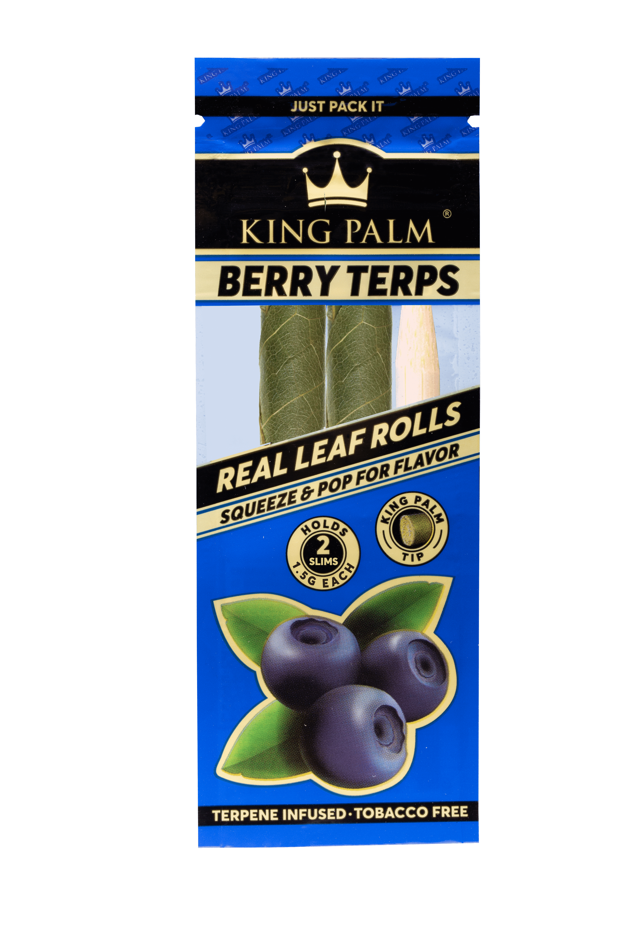 KING PALM BERRY TERPS PreRoll Rolling Paper Cordia Leaf Wrap Slim Size 2/pack 