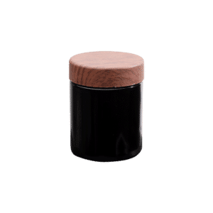 Black Glass Jar - Redwood Lid