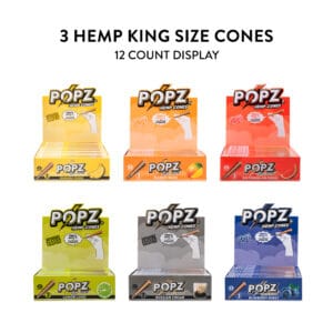 3 Hemp King Size Cones | 12 Count Display | 36 Cones Total